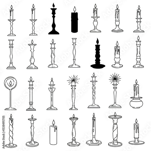 Flat icon of wax candles with flame isolated on white background.