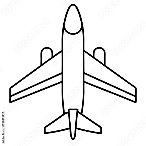 Minimalist Airplane Icon – Line Art Vector Illustration

