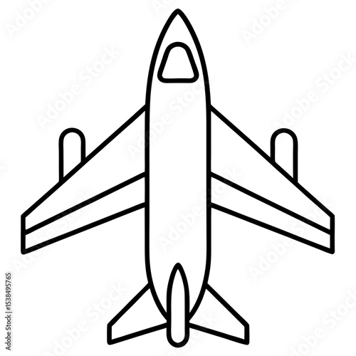Minimalist Airplane Icon – Line Art Vector Illustration

