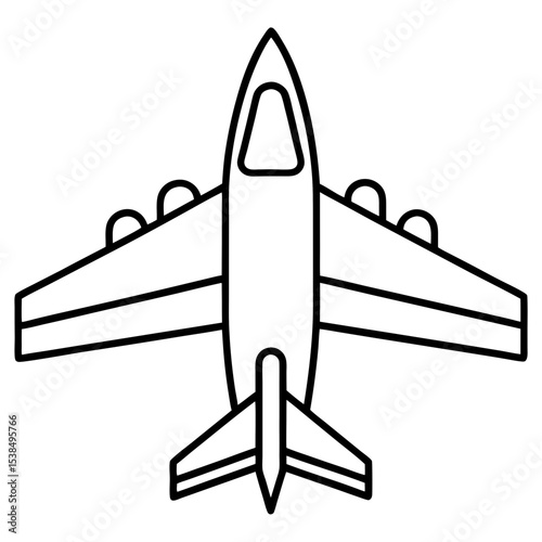 Minimalist Airplane Icon – Line Art Vector Illustration

