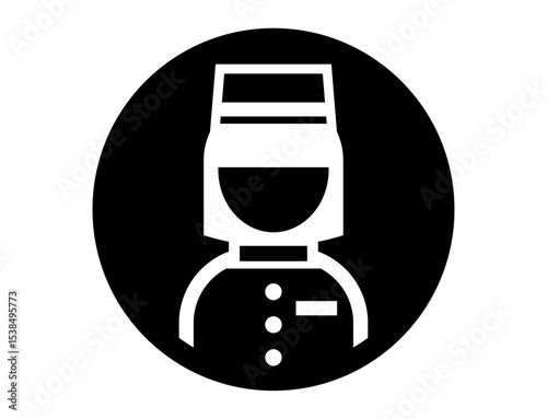 ホテルスタッフの丸いシンプルなモノクロ白抜きイラストアイコン