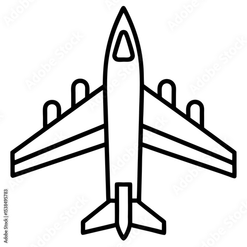 Minimalist Airplane Icon – Line Art Vector Illustration

