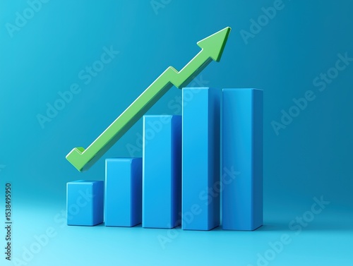3D Red Grey Arrow Growth Chart: Business Profit, Market Strategy, Financial Development Concept with Data Analysis Icons
