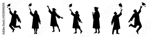 Graduate silhouette. Graduates silhouette vector