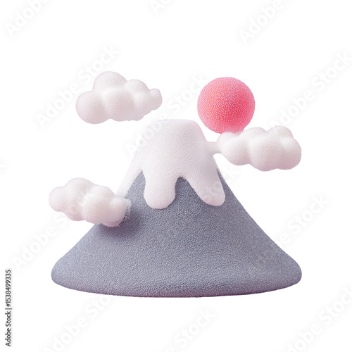 A representation of Mount Fuji, an iconic symbol of Japan, featuring a simplified design, transparent background