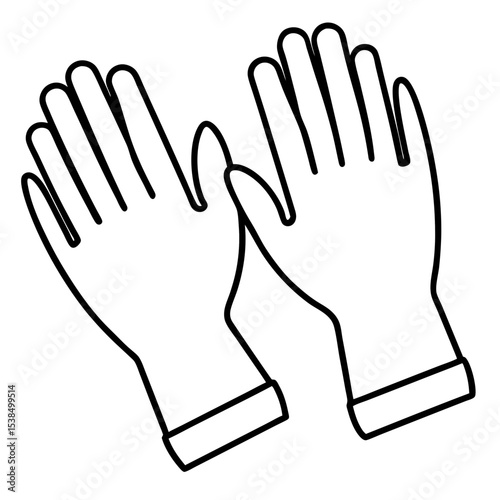 Sterile Gloves Line Art Vector