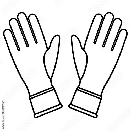 Sterile Gloves Line Art Vector
