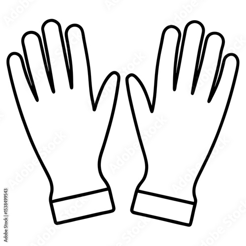 Sterile Gloves Line Art Vector