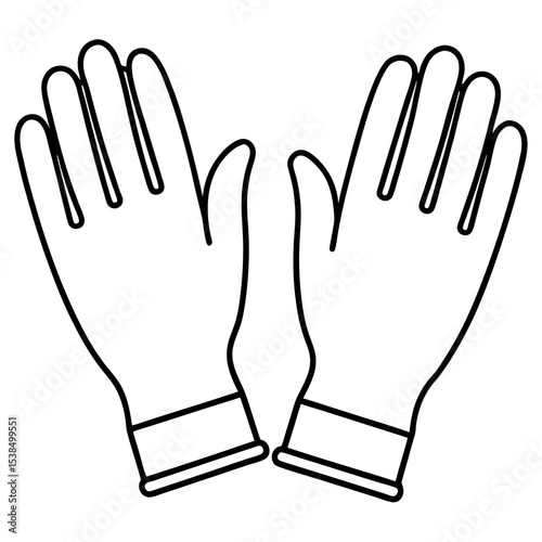 Sterile Gloves Line Art Vector