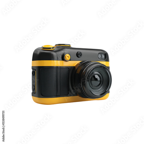 Camera with a rounded design, transparent background