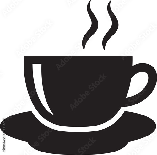 Cup with a hot drink icon. cup of coffee silhouette on white background. cup of hot coffee. coffee cup vector icon silhouette