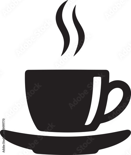 Cup with a hot drink icon. cup of coffee silhouette on white background. cup of hot coffee. coffee cup vector icon silhouette