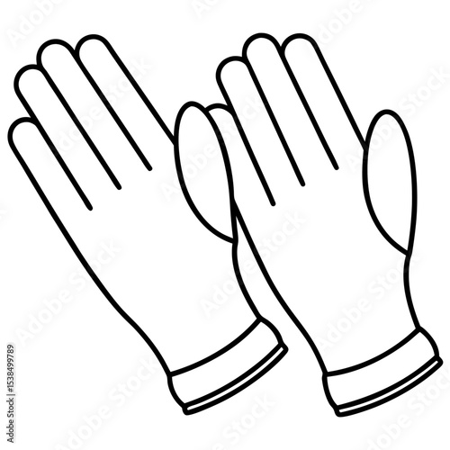 Sterile Gloves Line Art Vector