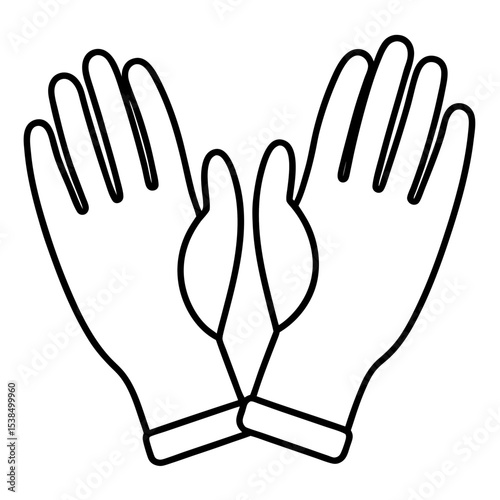 Sterile Gloves Line Art Vector