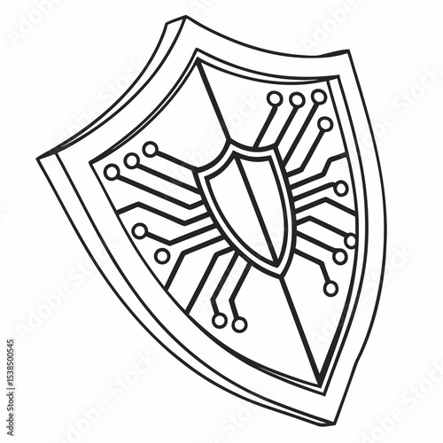 Digital Shield Cyber Security Protection Icon
