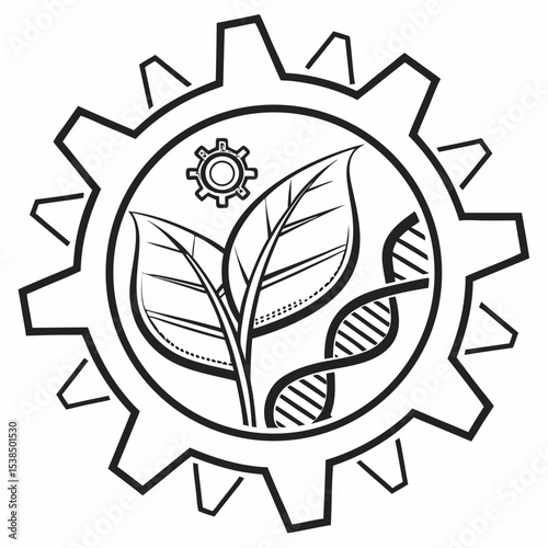 Sustainable Technology Bioengineering and Green Innovation Gear Icon