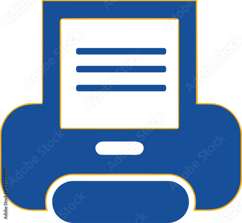 Digital Print Efficiency: A flat, digitally rendered icon of a printer, showcasing the functionality of office and document management tools.