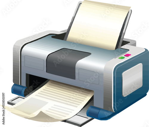 High-Resolution Image of a Modern Inkjet Printer Producing a Document