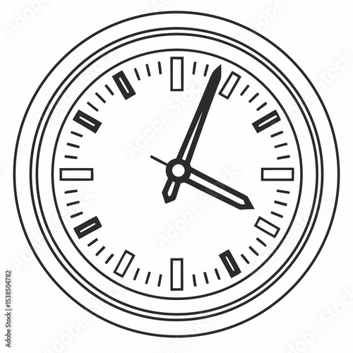 Simple Line Drawing of an Analog Clock Showing the Time