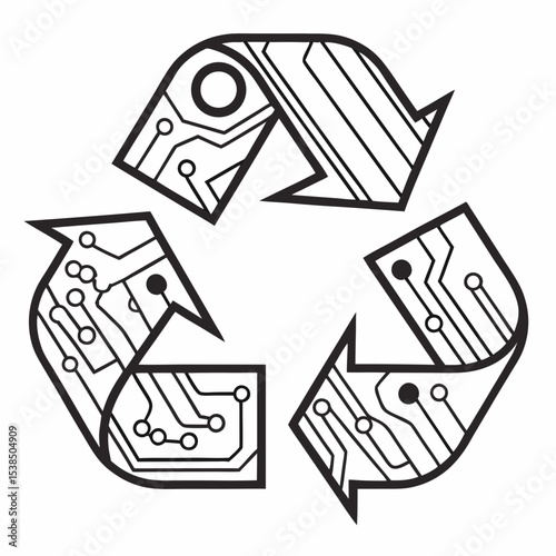 Electronic Waste Recycling Symbol Circuit Board Recycle Icon