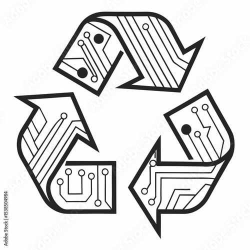 Tech Recycling Symbol Electronic Waste and Sustainable Technology