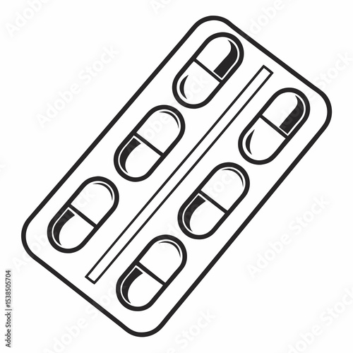 Medication Capsules in Blister Pack Healthcare and Pharmacy Illustration