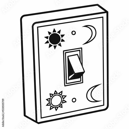 Sun and Moon Light Switch Day and Night Toggle Illustration