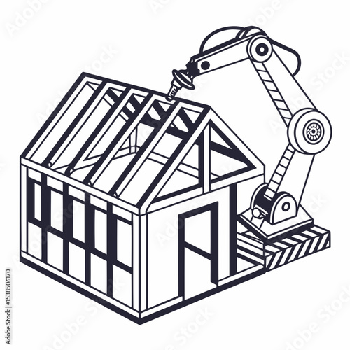 Automated House Construction Robotic Arm Building Frame