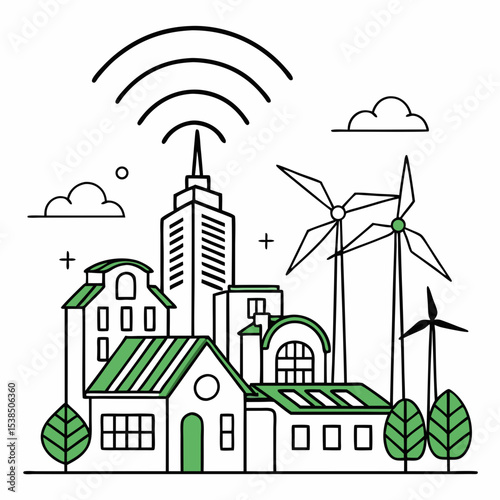 Smart Green City Sustainable Urban Design with Renewable Energy and Smart Technology
