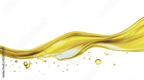 A splash of yellow liquid, possibly oil or water, isolated on white background in high detail – fluid motion, clarity, and dynamic shape in realistic vector illustration