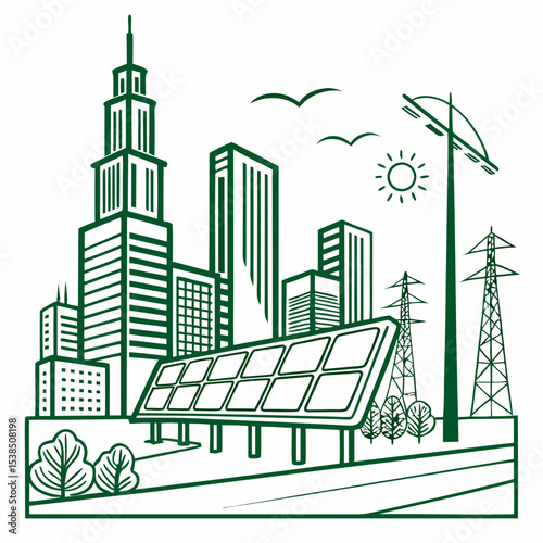 Sustainable Cityscape Green Energy and Urban Development