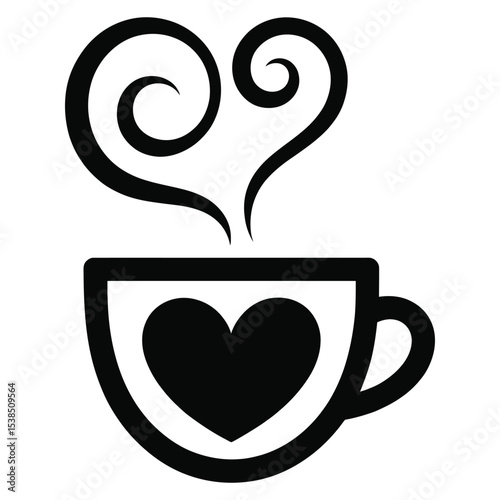 Coffee cup heart steam love drink beverage