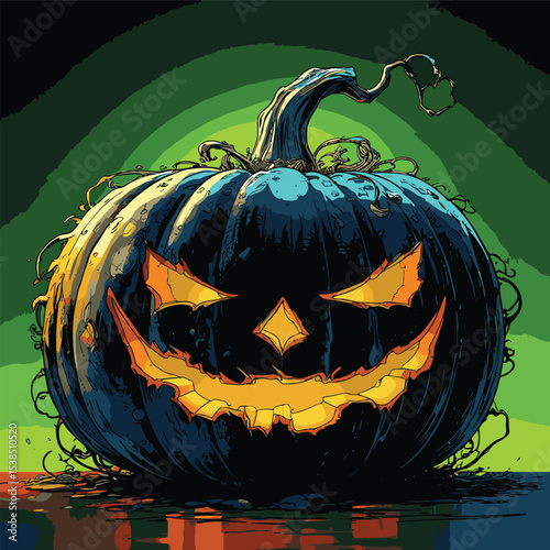 comic book style halloween pumpkin illustration for design purposes