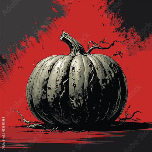comic book style halloween pumpkin illustration for design purposes