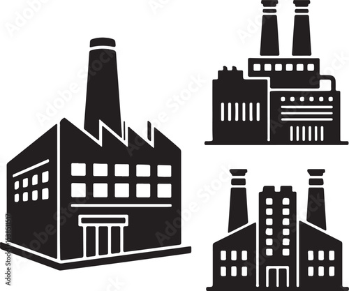 Urban factory building vector silhouette illustration