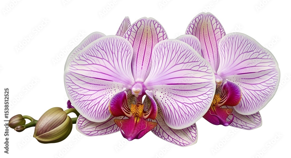 Fototapeta premium Exquisite Orchid Blossoms with Delicate Veins and Vibrant Purple Hues