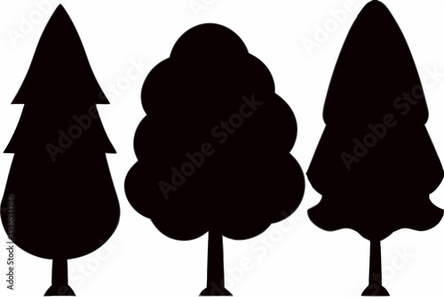 Editable Tree Vector Set - Sharp Black Flat Tree Icons for Graphic Projects