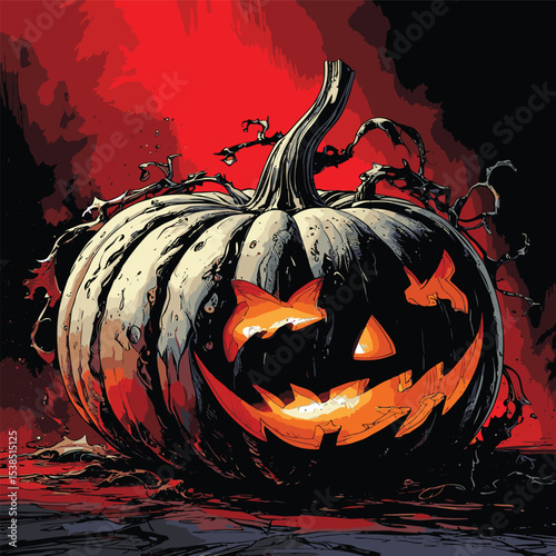 comic book style halloween pumpkin illustration for design purposes