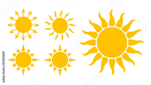 Sun icons vector isolated on tranparent background. Shine sun ray set. Sunshine vector sign.