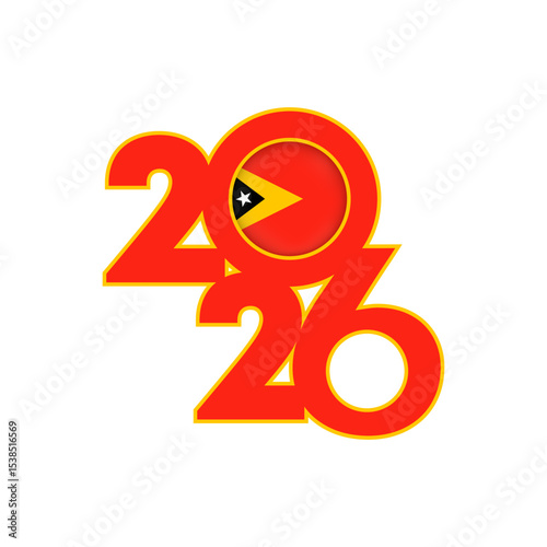 2026 banner with East Timor flag inside.