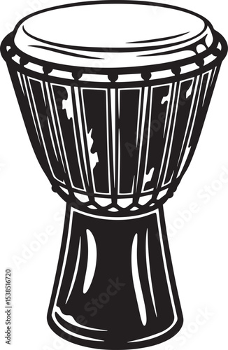 Black and White Djembe Drum Illustration percussion
