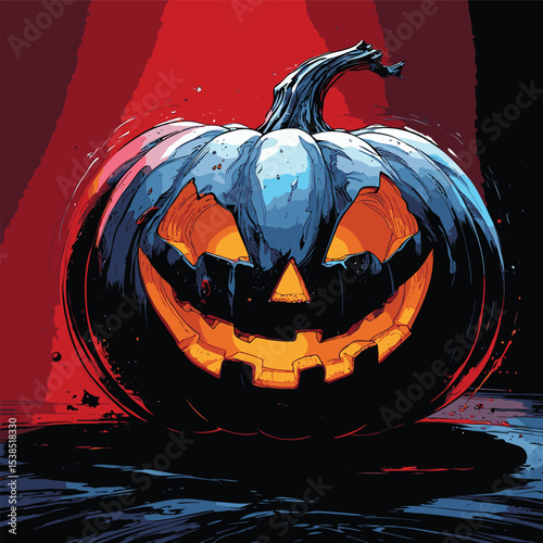 comic book style halloween pumpkin illustration for design purposes