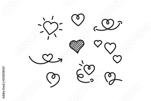 heart line icon hand drawing set