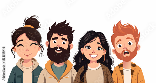 Cheerful young people with a joyful vibe on a neutral background