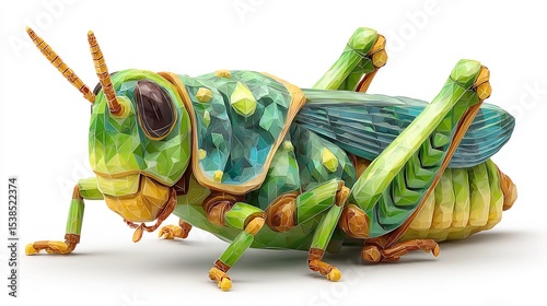 Geometric Grasshopper: A Low-Poly Masterpiece