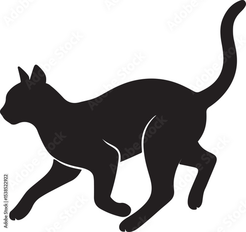 Black cat silhouette vector illustration of a domestic feline