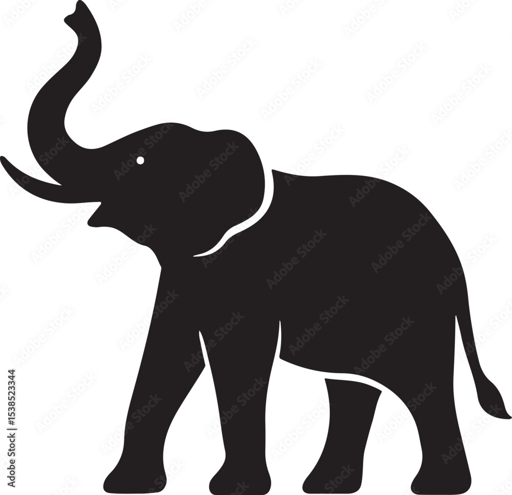 Fototapeta premium Wild African elephant silhouette vector illustration on white background