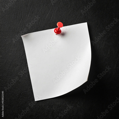 Empty memo sheet secured with a red thumbtack, ready for text or a new message.
