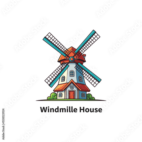 windmill logo vector illustration