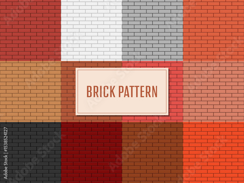 Brick Pattern Collage: Various colors in a tiled arrangement of brickwork